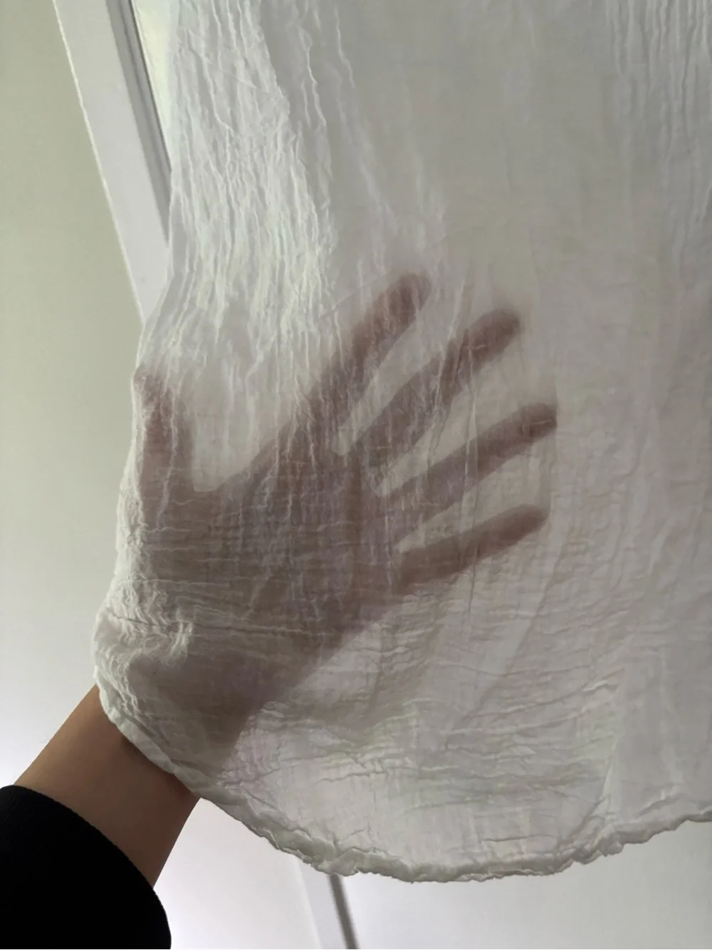 Made in Italy White Cotton Gauze Blouse S Crinkled Sheer Lightweight Relaxed Fit - Picture 3 of 11